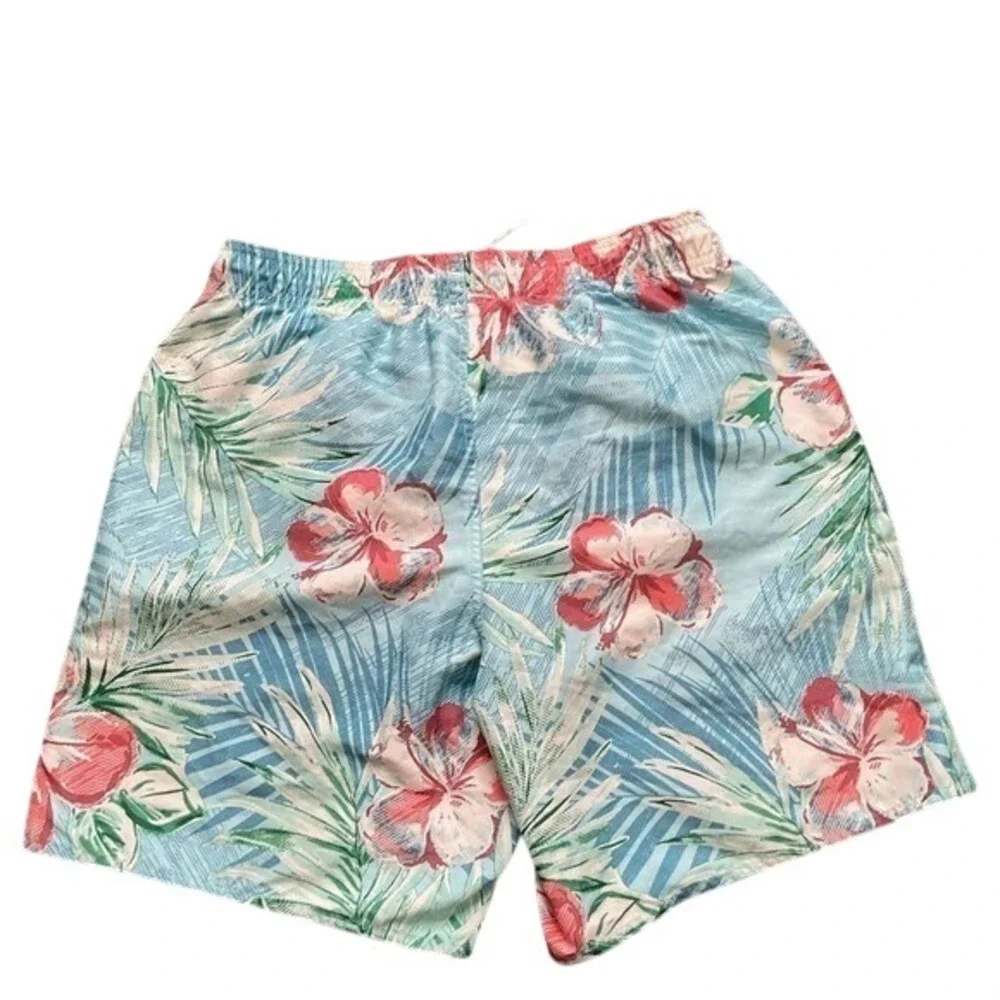 St. John's‎ Bay Men's Hawaiian Blue/green Floral Swim Trunk/Board Shorts Size M